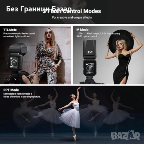 Нова Професионална светкавица NEEWER Sony 100Ws Touchscreen 3000mAh 500 импулса HSS, снимка 3 - Светкавици, студийно осветление - 54430883