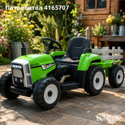 Детски акумулаторен трактор с ремарке 12V – 2x25W, MP3, Bluetooth, до 30 кг, снимка 5 - Електрически играчки - 55236934
