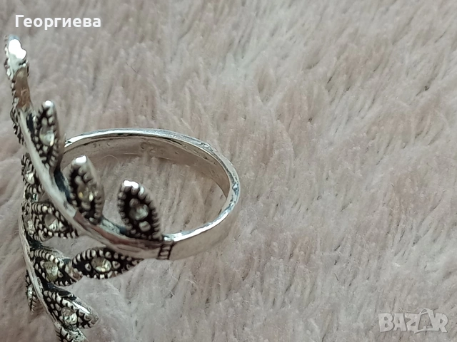 Три дамски сребърни пръстена, снимка 10 - Гривни - 41866620