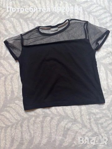 Чърна детска тениска LC Waikiki "BLACK IS MY HAPPY COLOR" с мрежа (10-11 г. / 140-146 см), снимка 2 - Детски тениски и потници - 55681860