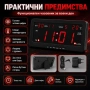 Голям дигитален настолен часовник с термометър аларма стенен на ток температура дата светещ на ток, снимка 3
