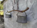 Комплект Стари Ковани Медни Менци + Автентична Кобилица. / 2х10 Литра. / НОМЕР 1670., снимка 1