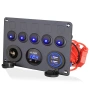 Панел за вграждане с 5 бутона, USB, 12V и волтметър, снимка 1
