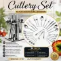 Комплект прибори за хранене 24 части от неръждаема стомана със стойка – сервиз за 6 души, снимка 1