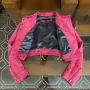Естествен велур дамско късо яке Zoul ярко розово XS/34, снимка 2