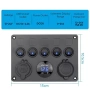 Автомобилен контролен панел с 5 бутона ON/OFF, IP65, 12V/24V – с волтметър, USB и гнездо 10228, снимка 7