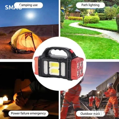 Соларен фенер COB/LED презареждащ се USB преносим с дръжка_1236587, снимка 2 - Къмпинг осветление - 54519056