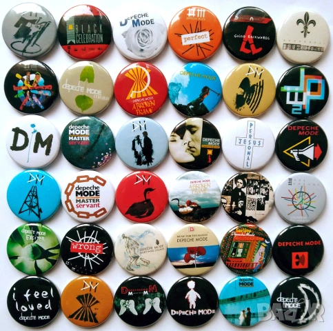 Значки на Depeche Mode, 2 различни комплекта от по 36 значки всеки, снимка 2 - Други ценни предмети - 20299557