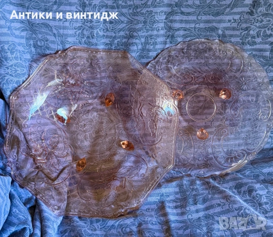 Фруктиера купа Винтидж розово стъкло
