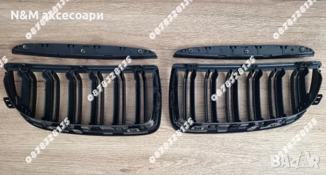 BMW E90 Е91 Бъбреци Черен Гланц Двойни M Performance Решетки Преден Капак 2005-2008, снимка 3 - Аксесоари и консумативи - 55545041