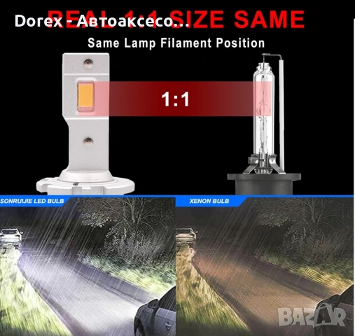 Комплект 2 броя LED диодни крушки D2S за xenon 12-24V 50000lm Canbus без грешки 6000K, снимка 4 - Аксесоари и консумативи - 54603638