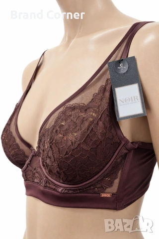 Комплект бельо Hunkemöller – сутиен 75C и бикини XL, дантела в тъмнокафяв цвят, снимка 3 - Бельо - 54516899