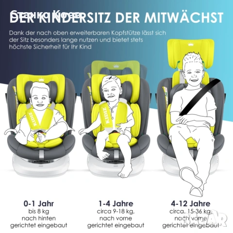Детско столче за кола с ISOFIX, завъртащо се на 360°, снимка 9 - Аксесоари и консумативи - 54849193