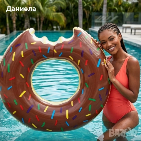 Надуваем плажeн пояс „Шоколадова поничка“ – 90 см за летни забавления във вода, снимка 2 - Басейни и аксесоари - 55062763