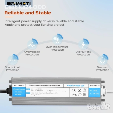 LED трансформатор 220V към 24V 36W IP67 водоустойчив, снимка 5 - Лед осветление - 54118948