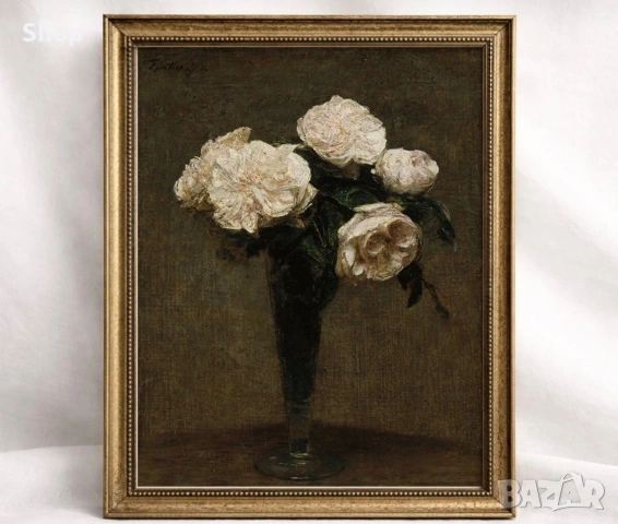 Винтидж флорална картина 🎨, снимка 2 - Картини - 55071140