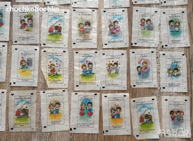 Love is Лот колекция Стари картинки от дъвки 73 бр, снимка 4 - Колекции - 54898334