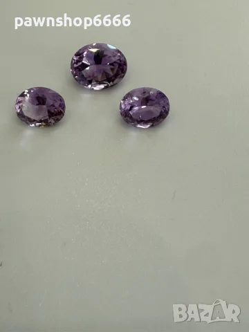 Лот естествени фасетирани аметисти – 7.85 ct (3 броя) – отлична шлифовка