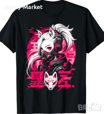 Аниме манга Киберпънк естетическа тениска Harajuku Kitsune