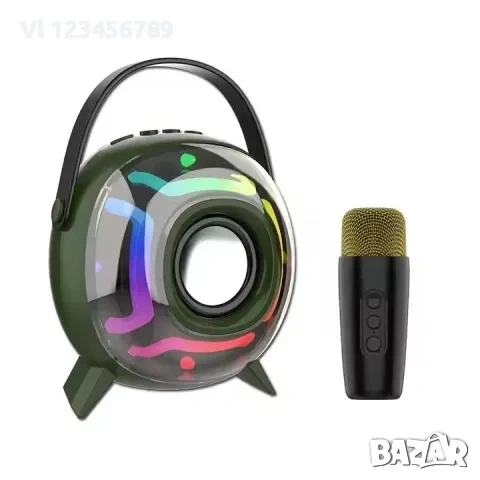 Мини колонка SING-E ZQS1221W с 1 безжичен микрофон RGB LED светлини, снимка 2 - Микрофони - 53986817