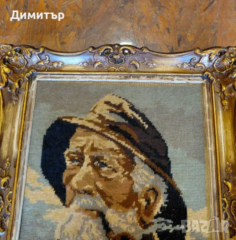 Гоблен "Старецът с лулата", снимка 3 - Гоблени - 55297235