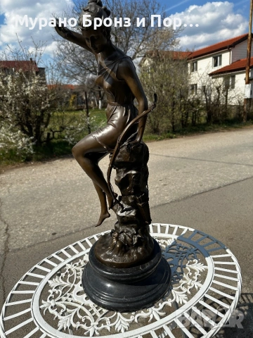 Голяма Авторска Бронзова Скулптура от L. Ledieu (Франция) – 22 кг / 75 см, снимка 2 - Антикварни и старинни предмети - 53984395