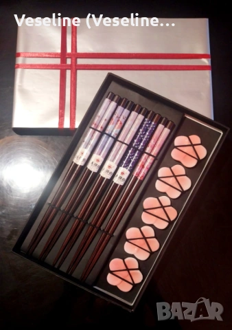 Подаръчен сет за суши с кутия – бамбук и керамика, 5 бр. вкомплекта