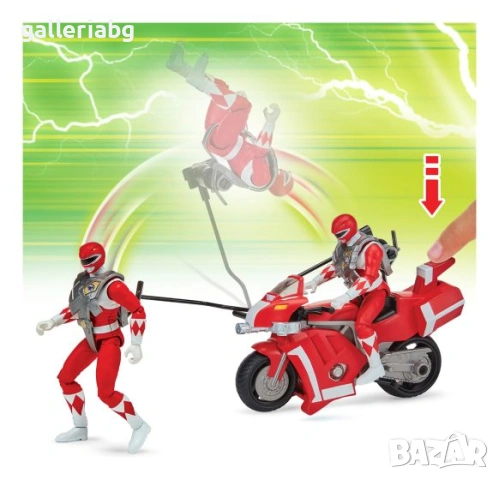 Играчка мотор с фигурка Red Ranger – Power Rangers Tyrannosaurus Battle Bike, снимка 6 - Фигурки - 54944248