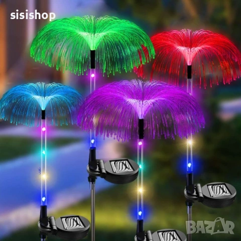 Декоративна соларна лампа Медуза с цветно LED осветление и метално колче 4469, снимка 2 - Соларни лампи - 53977793