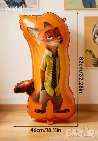 Зоотопия Зоотрополис Zootropolis Zootopia Обикновен латекс латексов фолио фолиев балон хелий, снимка 16 - Други - 36744405