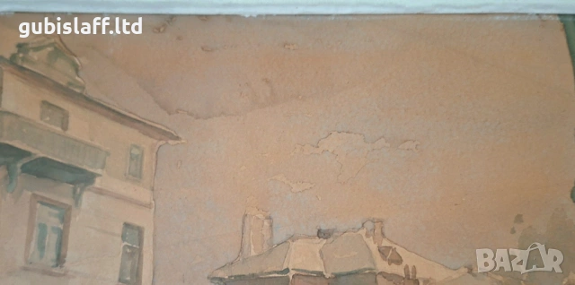 Картина, стария Бургас, 1952 г., худ. М. Чепанов (1926-2002), снимка 3 - Картини - 53968992