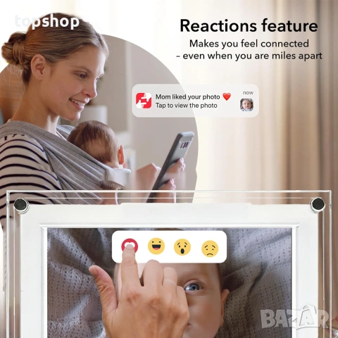 Чисто Нова Смарт Фоторамка AMABOO 10.1" с Луксозен Акрилен Корпус, WiFi, 32GB Памет и Frameo, снимка 7 - Плейъри, домашно кино, прожектори - 55053440