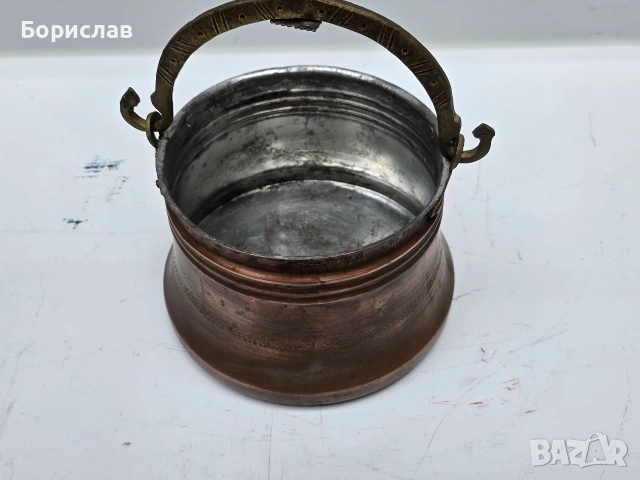 Малко, бакърено менче - котле, снимка 6 - Антикварни и старинни предмети - 55138506