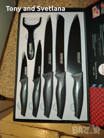 SWISSLINE SWITZERLAND комплект от пет кухненски ножа + керамична белачка , снимка 2 - Сервизи - 54066933