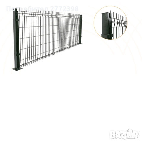 Оградни пана и оградни стълбове, RAL6005 и RAL7016; Врати