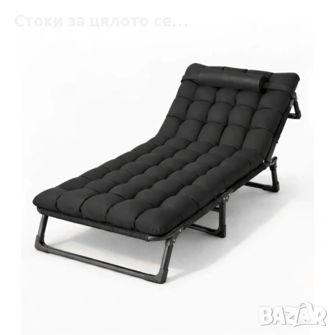 Сгъваемо къмпинг легло/шезлонг 2в1, с матрак и възглавница 180x56 см, снимка 2 - Къмпинг мебели - 52932767