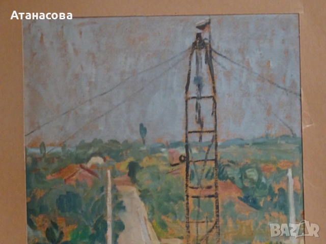 ВЕНЕЛИН ПЕЦЕВ Картина пейзаж "Сондата..." акрил подписана 1971 г, снимка 6 - Картини - 54869468