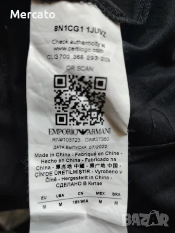 Черна риза с копчета Emporio Armani, снимка 5 - Ризи - 55539387