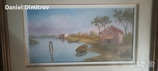 Стара картина с лодки, снимка 2 - Картини - 55406448