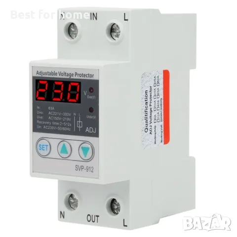 SVP-912 230VAC 50Hz Защита от пренапрежение/под напрежение с регулируеми стойности на защитата
