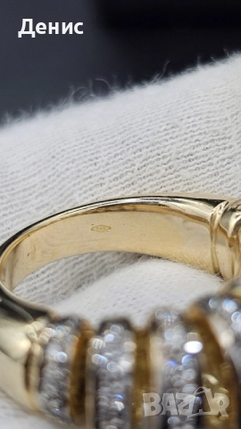 Масивен златен пръстен 14K с естествени диаманти | 14.65 г | Луксозен дизайнерски модел, снимка 7 - Пръстени - 55266078