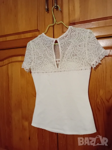 Елегантна бяла блуза с дантела от H&M, снимка 2 - Тениски - 54934272