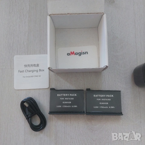 Зарядна кутия aMagisn за Insta360 ONE X2 | Бързо зареждане & Слот за 2 батерии | Fast Chargi, снимка 4 - Друга електроника - 54383488
