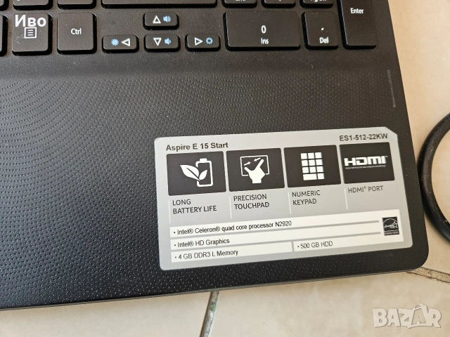 Лаптоп Acer ES1 512 4GB Ram 500GB HDD, снимка 3 - Лаптопи за дома - 54503261