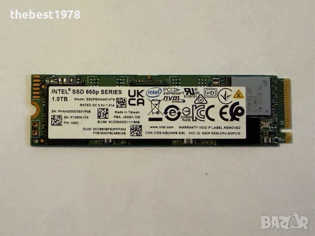 1TB 1000GB SSD NVMe Intel 660p/99% Здраве/Gen 3x4