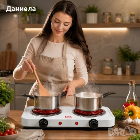 Електрически двоен спирален котлон 2000W – 2 независими плочи, 5 степени , снимка 2 - Котлони - 55123305
