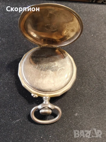 Швейцарски джобен часовник посребрени капаци - Argentan -  Цилиндър - РЯДЪК, снимка 13 - Джобни - 50823822