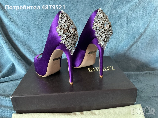 Нови изящни обувки Badgley Mischka Kiara Purple Satin size 37, снимка 4 - Дамски елегантни обувки - 55206348