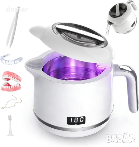 Ултразвукова почистваща машина AURTEC 42kHz с UV светлина, резервоар от неръждаема стомана 180 мл