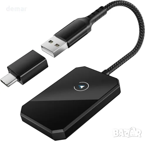 Basesailor Безжичен CarPlay и Android Auto адаптер, 2-в-1, автомобили от 2015 г.